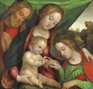 Sacra Famiglia Con Matrimonio Mistico Di Santa Caterina by Girolamo Marchesi da Cotignola