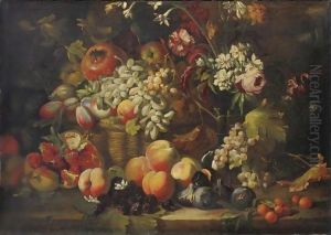 Natura Morta Di Frutta E Fiori Con Melograni E More by Abraham Brueghel