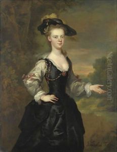 Ritratto Di Giovane Donna Con Cappello E Vestito Nero by John Vanderbank