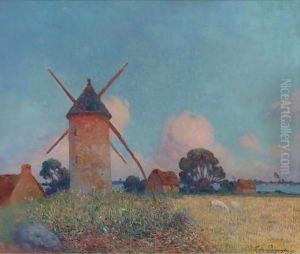 Moulin A Vent Dans Un Paysage