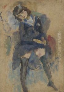 Fillette En Bleu by Jules Pascin