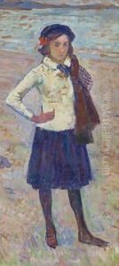 Elisabeth Van Rysselberghe A La Plage De Mortgat
