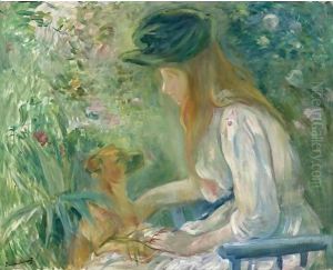 JEUNE FILLE AU CHIEN by Berthe Morisot