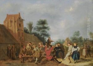 A Merry Company Outside An Inn