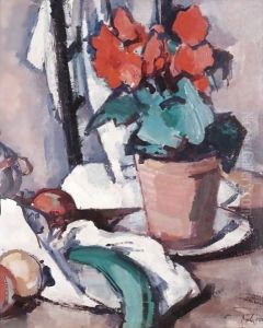 Still Life With Geraniums by Samuel John Peploe