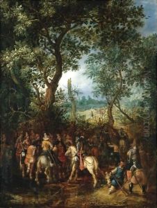 The Edge Of A Forest With Cavaliers Awaiting An Ambush