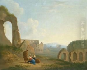 A Roman Capriccio With Figures, The Colosseum Beyond