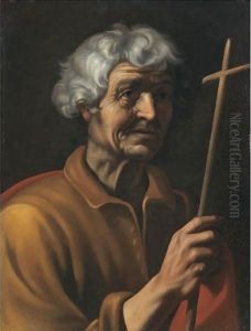 A Male Saint Holding A Crucifix