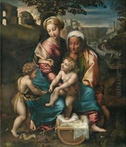 The Madonna And Child With Saint Anne And The Infant Saint John The Baptist by Raphael