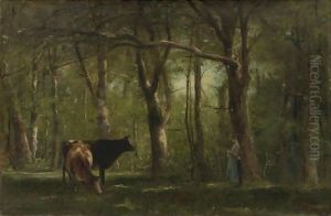 Woodland Interior by Mihaly Munkacsy
