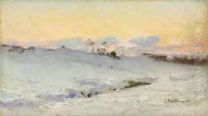 The Plain Of Bressoux Under Snow by Ivan Pavlovich Pokhitonov