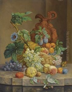 A Still Life With Fruit And Flowers