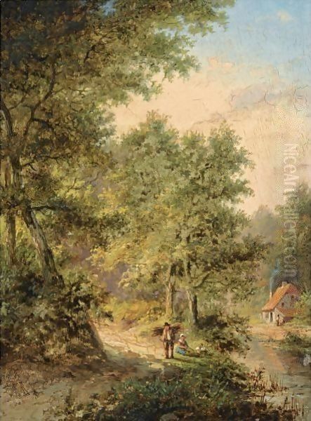 Travellers On A Forest Path - view 1