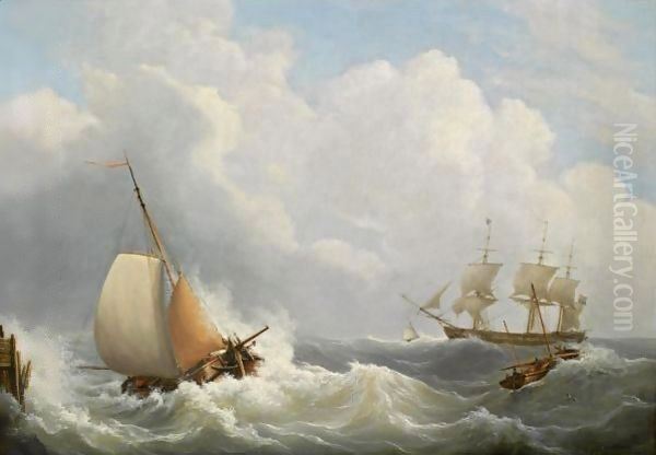 Sailing Vessels Off The Coast - view 1