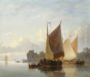 Sailing Ships At Anchor by Willem Jun Gruyter