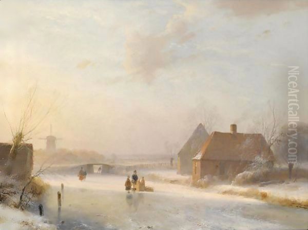 Figures On The Ice At Sunset - view 1
