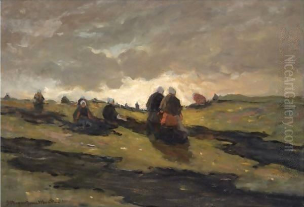 Women Mending Nets In The Dunes - view 1