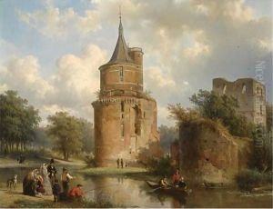 Figures At Leisure Near The Castle Of Wijk Bij Duurstede