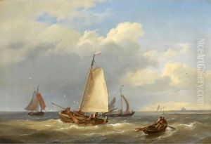 Fishermen Hauling In The Nets by Hermanus Koekkoek