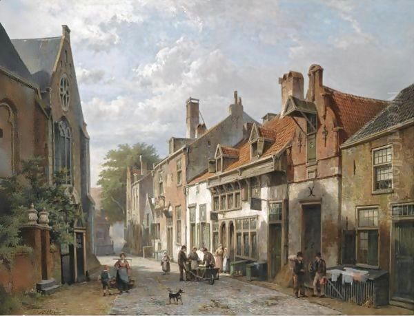 Figures In The Streets Of A Dutch Town - view 1