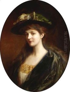 Portrait Of A Lady Wearing A Green Hat