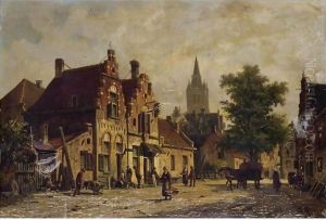 Dutch Street Scene 2 by Adrianus Eversen