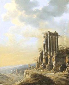 An Extensive Italianate Landscape With Ruins by Charles-Cornelisz de Hooch