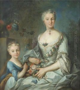 Portrait Of A Lady Seated With Her Daughter