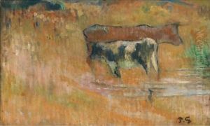 La Vache Et Son Veau by Paul Gauguin