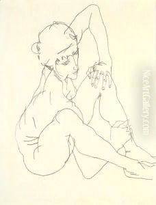 Seated Female Nude by Egon Schiele