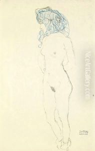 Stehender Frauenakt, Mit Im Rucken Verschrankten Armen by Gustav Klimt