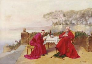 Teatime On The Balcony by Alfred Charles Weber