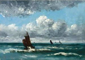 Fishing Boats On The Channel Coast by Jules Dupre