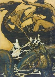Sea Battle (Stories From The Edda) by Arthur Rackham