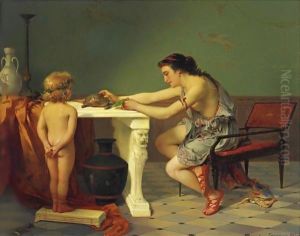 Feeding The Turtle by Pierre Oliver Joseph Coomans