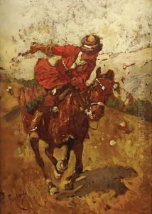 Cossack Horseman by Franz Roubaud