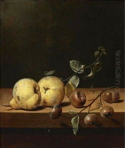 Quinces And Medlars On A Table Ledge