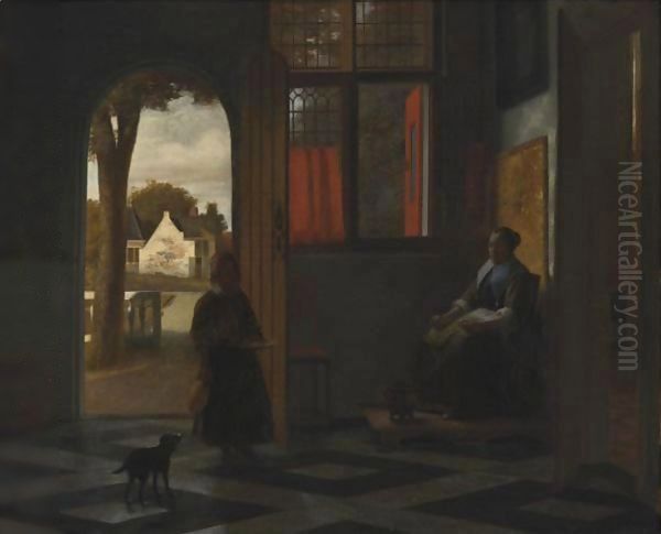 A Woman Seated By A Window With A Child In A Doorway - view 1