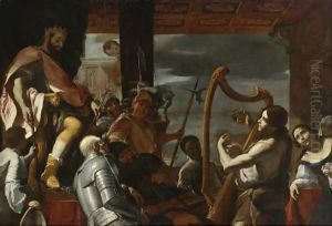 David Playing The Harp Before Saul by Mattia Preti