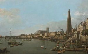 London, A View Of The Thames, Looking Towards Westminster From Near The York Water Gate