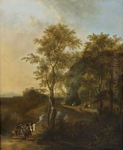 Rocky Landscape With A Cavalry Skirmish