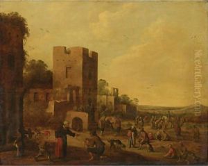 Landscape With Peasants Gathered Before Ruins by Joost Cornelisz. Droochsloot