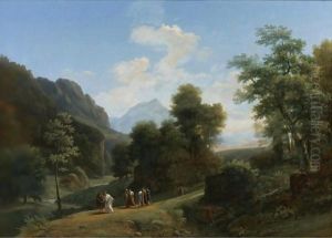 A Classical Landscape With Marius Fleeing Rome At The Approach Of Sylla by Jean-Victor Bertin