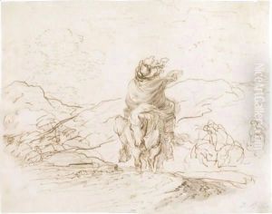 Travellers In A Landscape by Stefano della Bella
