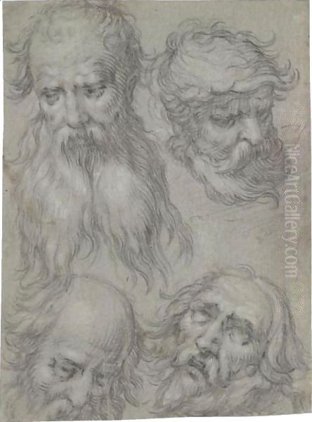 Sheet Of Studies Of Heads Of Bearded Men - view 1