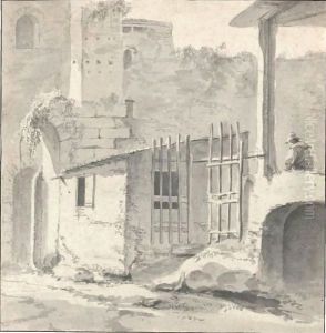 An Italian Courtyard With A Gateway And Seated Figure by Thomas Wyck