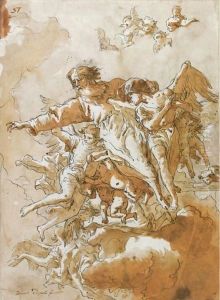 God The Father In The Clouds Supported By Angels And Putti by Giovanni Domenico Tiepolo