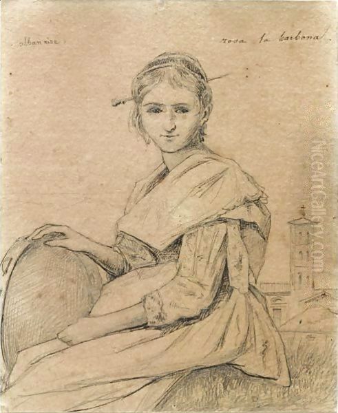 Portrait Of Rosa Holding A Tambourine, A Church In The Background - view 1
