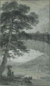 A Classical Landscape With Washerwomen by Pierre-Paul Prud'hon