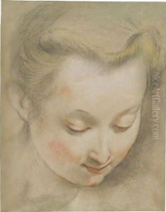 Study Of The Head Of A Young Woman Looking Down To The Right by Federico Fiori Barocci
